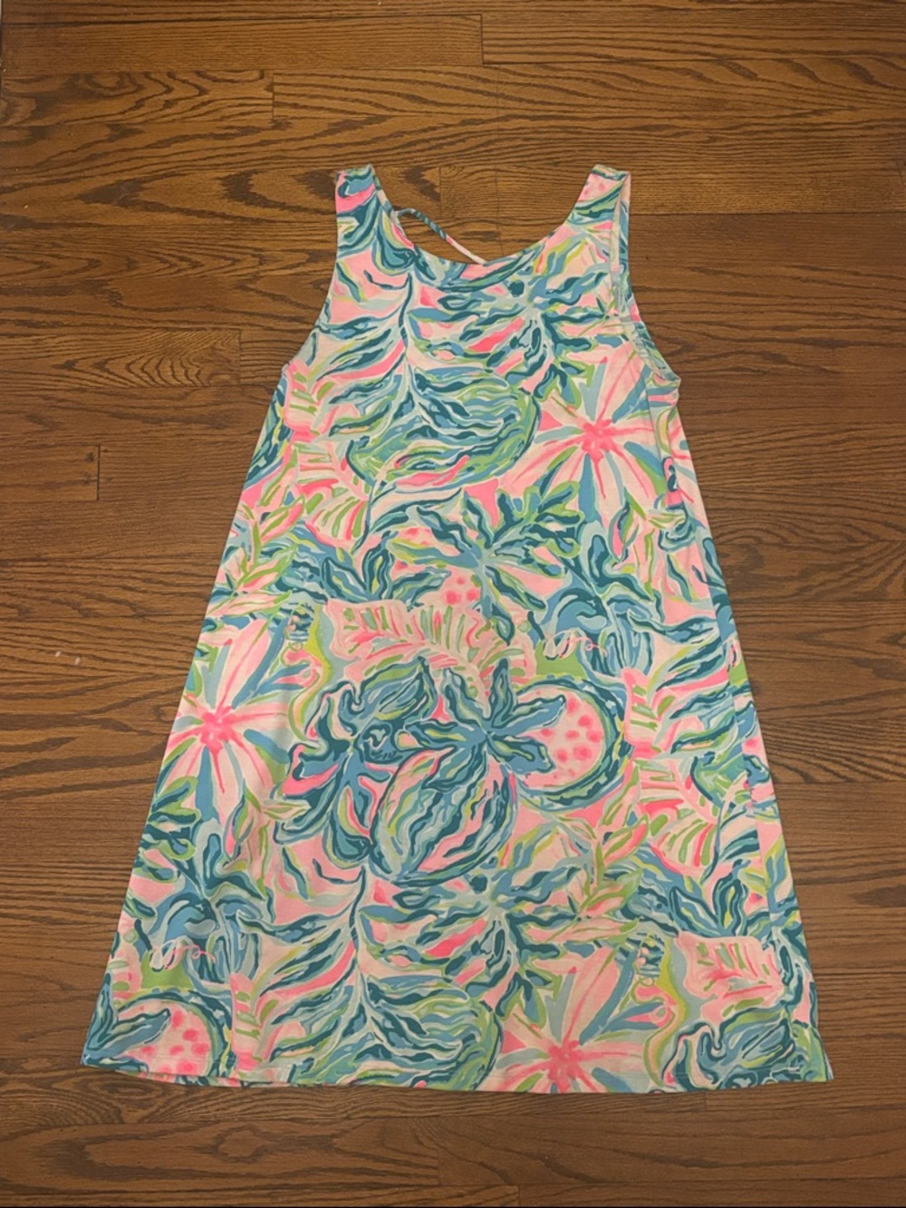 Lilly Pulitzer Pink, Blue & Green Tropical Print Sleeveless Shift Dress